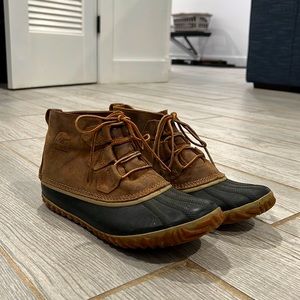 Sorel Out N About Duck Boots Rain Boots Camel Brown Black 8